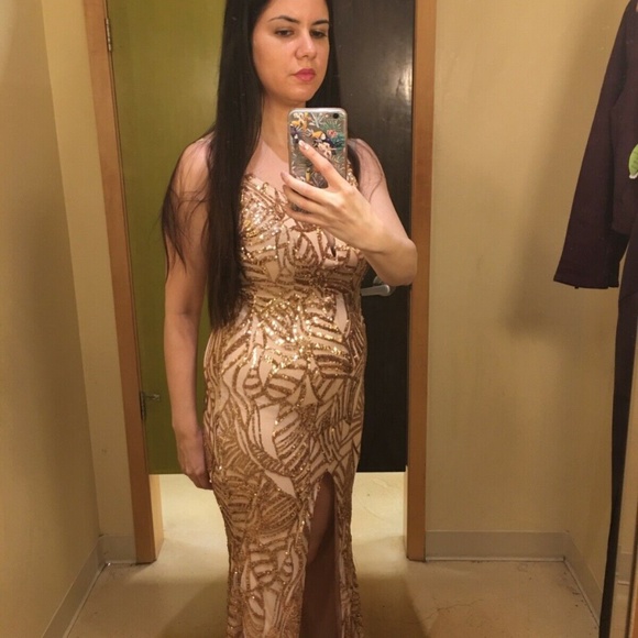 Windsor small rose gold sequin long formal dress - Picture 3 of 5